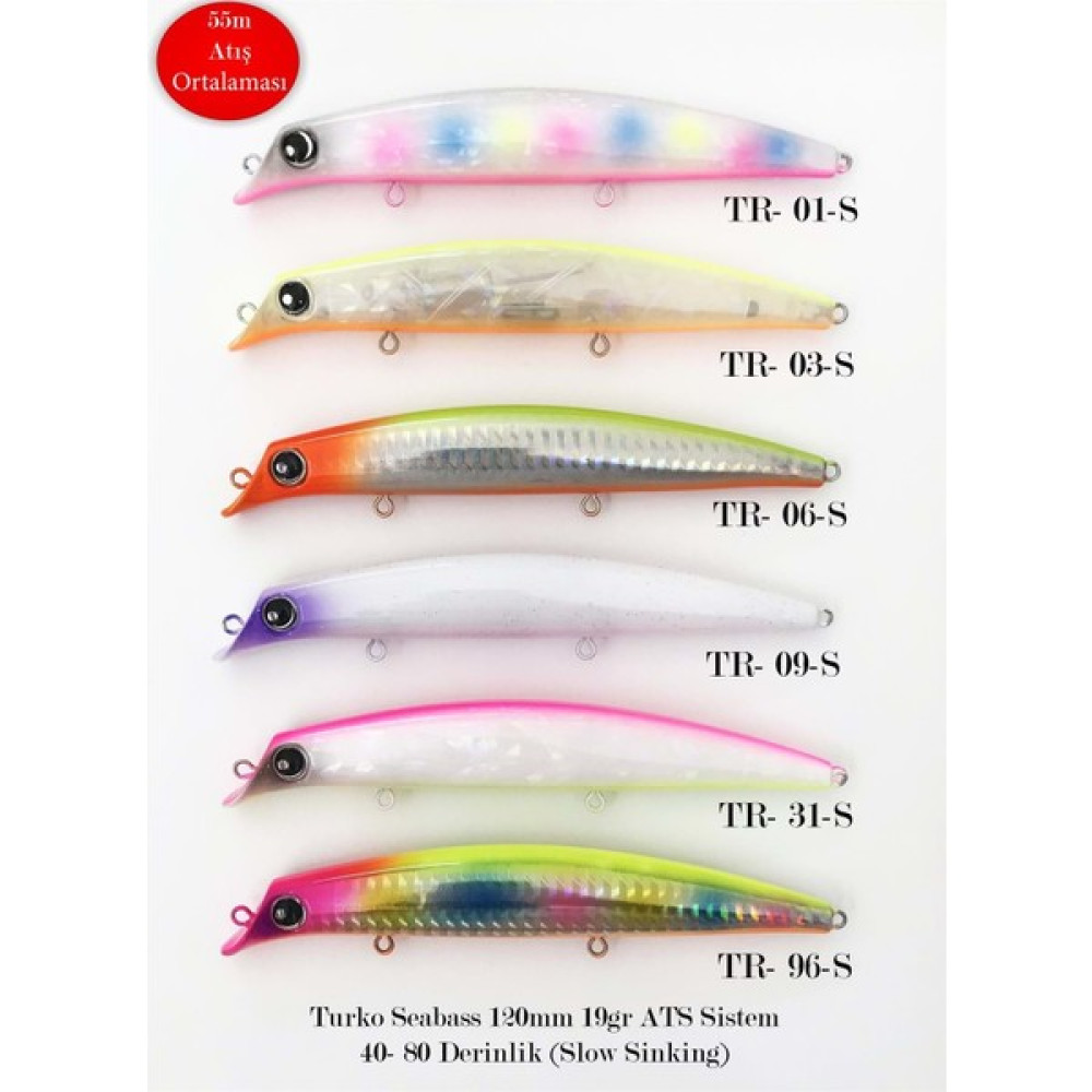 Turko Seabass 120MM 19GR Ats Sistem Rapala Maket Balık - Renk Kodları - Tr-09-S Oto Boyaları Fiyatı