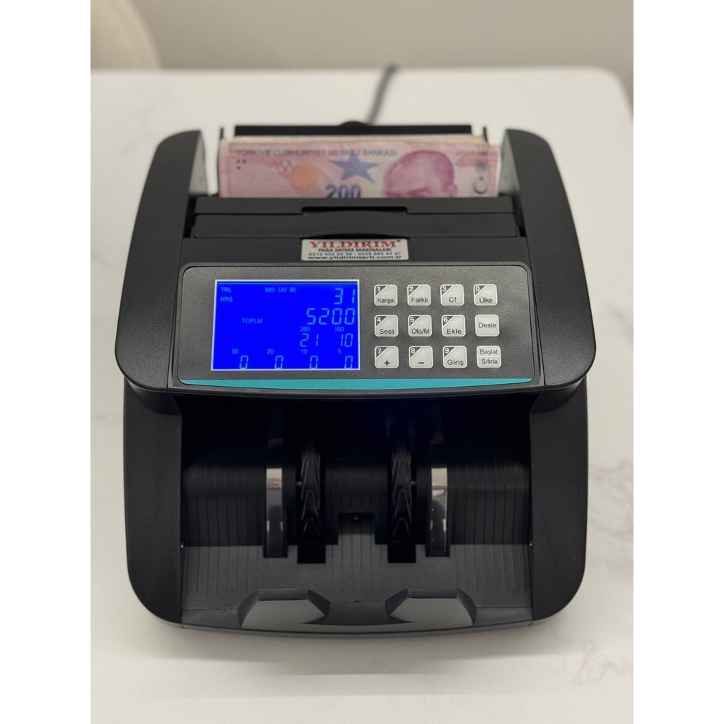 Turko Tl Karışık, Dolar ve Euro Adet Sayım Sahte-Para Tespitli Para Sayma Makinesi Para Sayma Makinesi Fiyatı