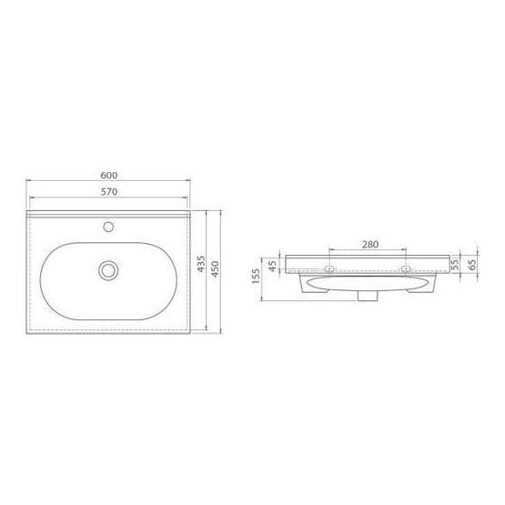 Turkuaz City Etajerli 60 cm Lavabo