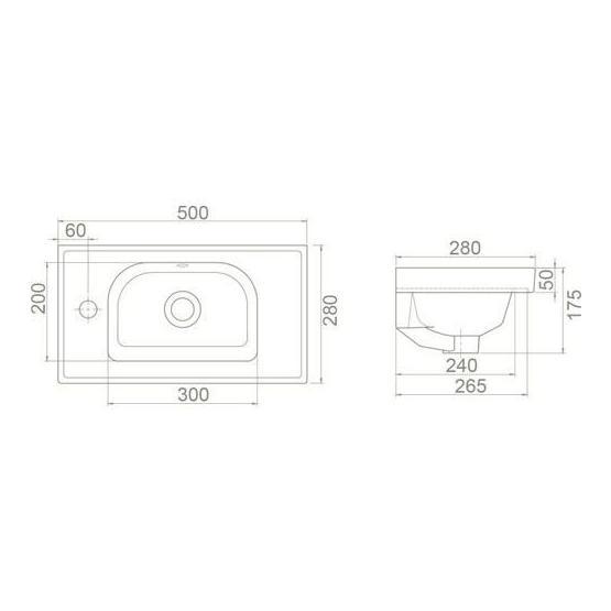 Turkuaz Frame Etajerli Dar 50 cm Lavabo