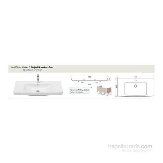 Turkuaz Porto Etajerli 95 cm Lavabo
