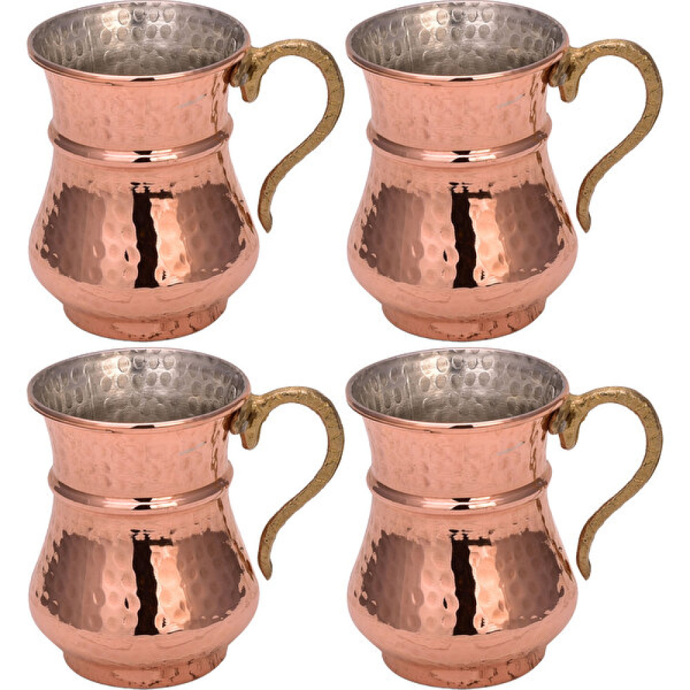 Turna Bakır Kordonlu Maşrapa Makine Dövme 250 ml 4lü Takım Kırmızı TURNA0488-41 Fincan / Bardak / Kahve Takımı Fiyatı