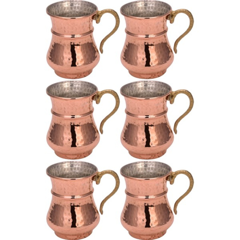 Turna Bakır Kordonlu Maşrapa Makine Dövme 250 ml 6lı Takım Kırmızı TURNA0488-61 Fincan / Bardak / Kahve Takımı Fiyatı