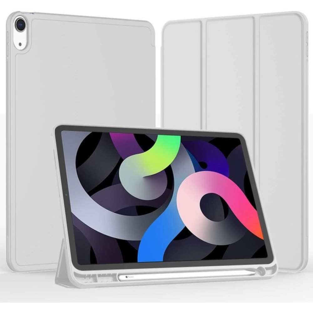 Turotto Apple iPad 10. Nesil 2022 10.9 Inç A2757, A2777 Seri Kalemlikli Uyku Modlu Yatay Standlı Smart Kılıf - Akıllı Şarj Uyumlu - Gri Tablet Kılıfı Fiyatı