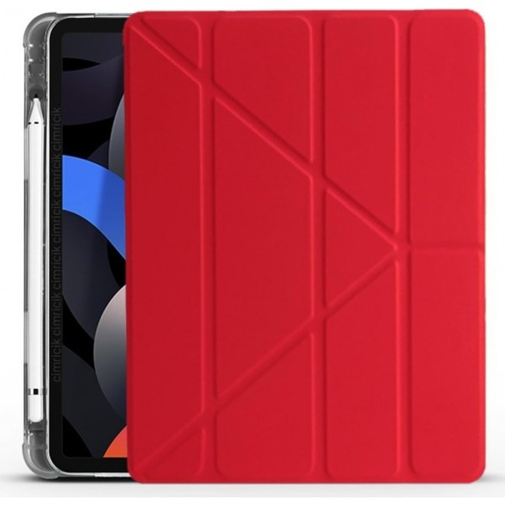 Turotto Apple iPad 10.nesil 10.9 2022 Kılıf Seri A2696,A2757,A2777 Kalemlikli Uyku Modlu Yatay Standlı Trifold Smart Kılıf - Kırmızı Tablet Kılıfı Fiyatı