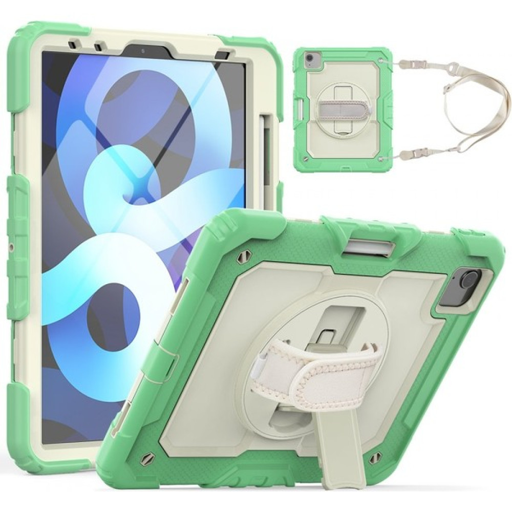 Turotto Apple iPad Air 4 10.9 2020 (4.nesil) Seri A2316,A2324,A2325,A2072 Stand ve Askılı Military Strap New Defender Zırh Özellikli Kılıf - Yeşil Tablet Kılıfı Fiyatı