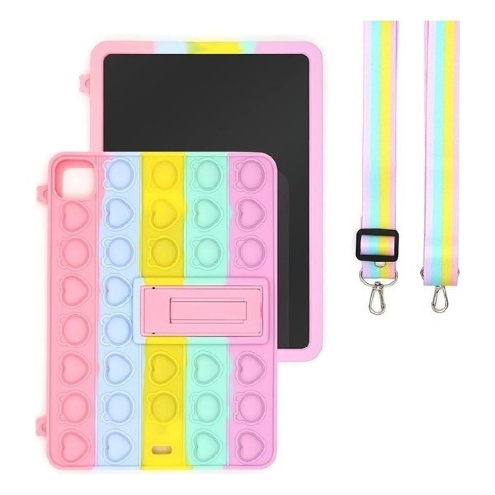 Turotto Apple iPad Air 5 10.9 2022 (5.nesil) M1 Çipli Seri A2589,A2591 Yatay Standlı Askılıklı Silikon Popit Kids Kılıf - Renkli Tablet Kılıfı Fiyatı