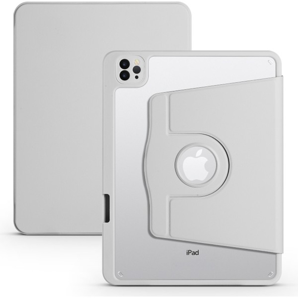 Turotto Apple iPad Air 5 10.9 2022 (5.nesil) M1 Çipli Seri A2589,A2591 Yatay ve Dikey Standlı Kalem Bölmeli Dönebilen Kılıf - Gri Tablet Kılıfı Fiyatı