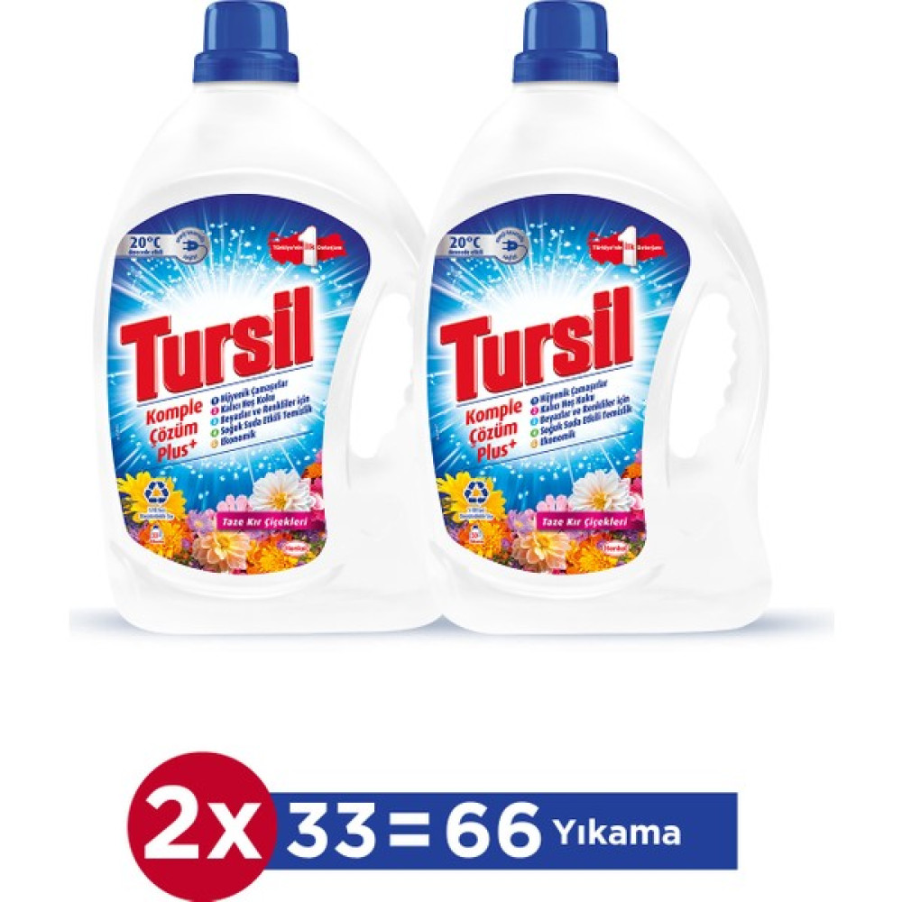 Tursil Sıvı Çamaşır Deterjanı 2 x 2145 ml (66 Yıkama) Kır Çiçekleri - 1 lt Çamaşır Deterjanı Fiyatı