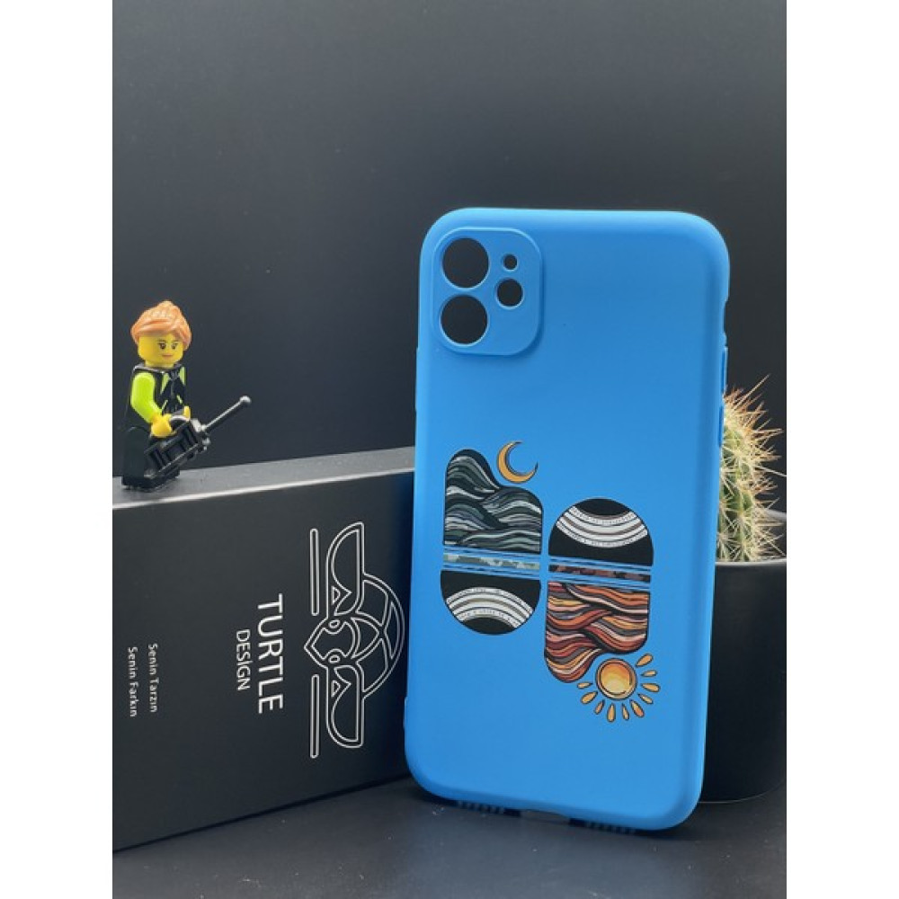 Turtle Apple iPhone 11 Creative Seri Silikon Kılıf - Güneş ve Ay -  mavi - Mavi Cep Telefonu Kılıfı Fiyatı