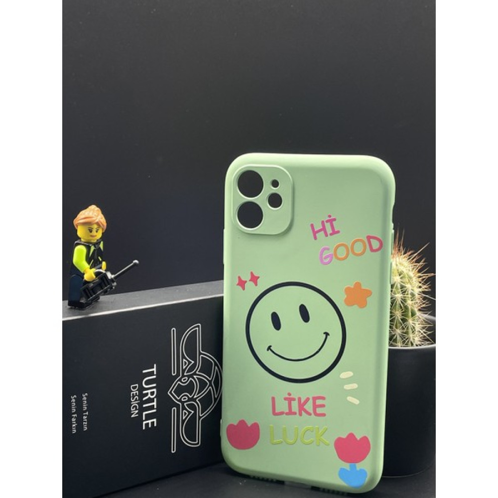 Turtle Dizayn Apple iPhone 11 Creative Seri Silikon Kılıf - Smile Tasarım - Fıstık Yeşili Cep Telefonu Kılıfı Fiyatı