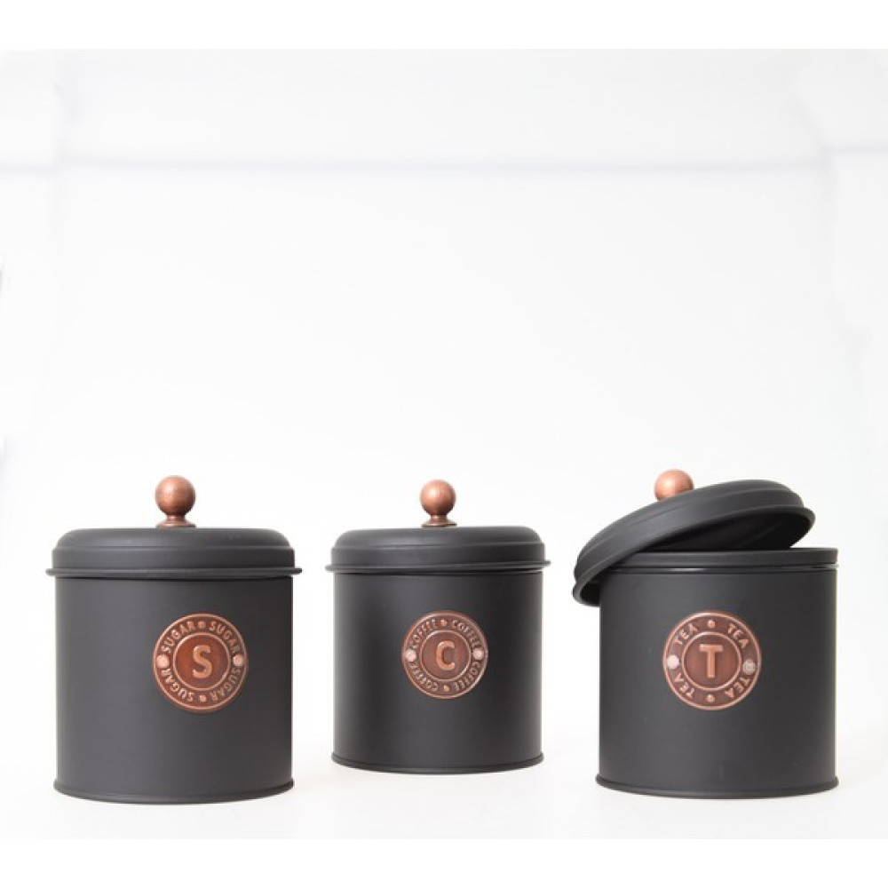 Turtle Home Decor 3'lü Set Çay Şeker Kahve Saklama Kabı Siyah Saklama Kapları Fiyatı