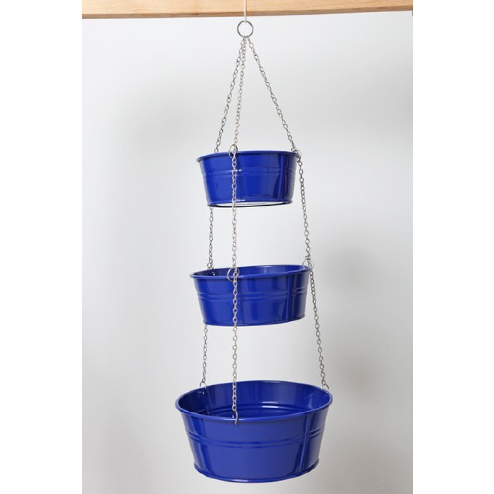 Turtle Home Decor Zincirli 3 Katlı Çiçeklik Lacivert Saksı ve Aksesuarları Fiyatı