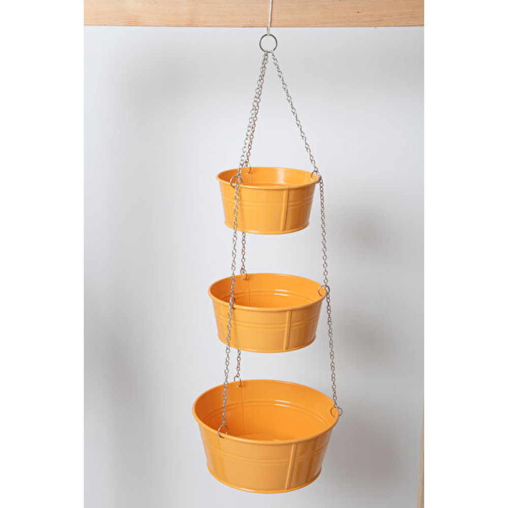 Turtle Home Decor Zincirli 3 Katlı Çiçeklik Sarı Saksı ve Aksesuarları Fiyatı