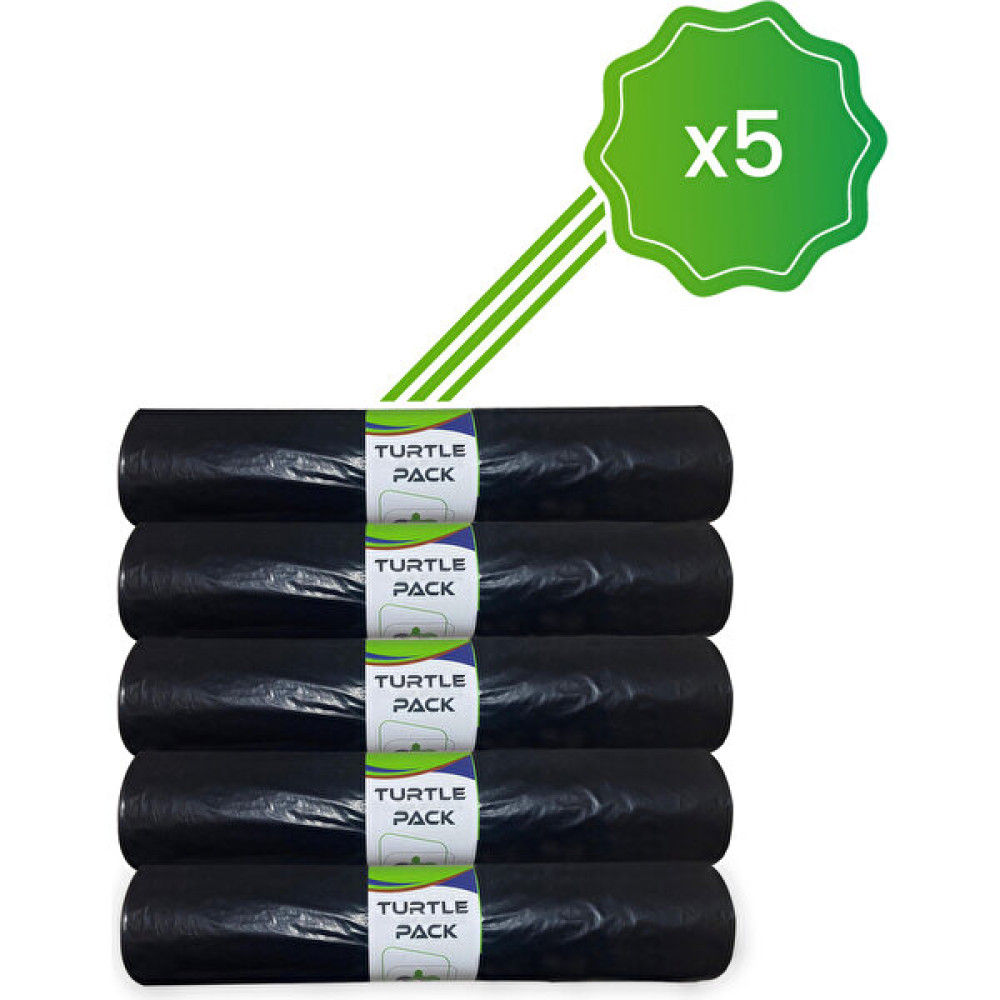Turtle Pack Çöp Poşeti 80*110 400 gr Siyah Jumbo 5 Rulo - 80 x 110 cm Çöp Poşetleri Fiyatı
