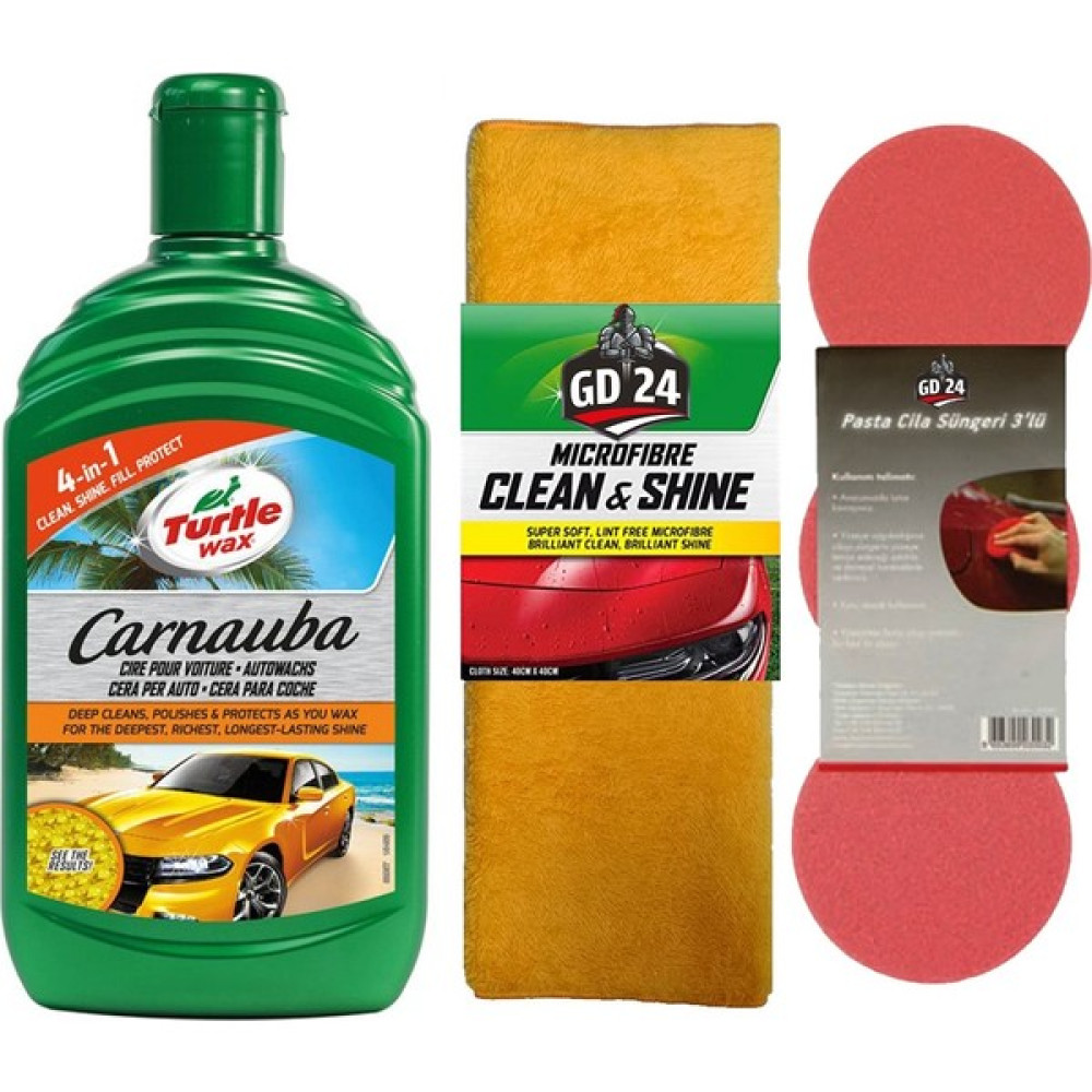 Turtle Wax Carnauba Sıvı Cila Boya Koruyucu 500ML + Yüzey Parlatma Cila Havlusu 50X70 + Cila Süngeri Oto Bakım & Temizlik Ürünleri Fiyatı