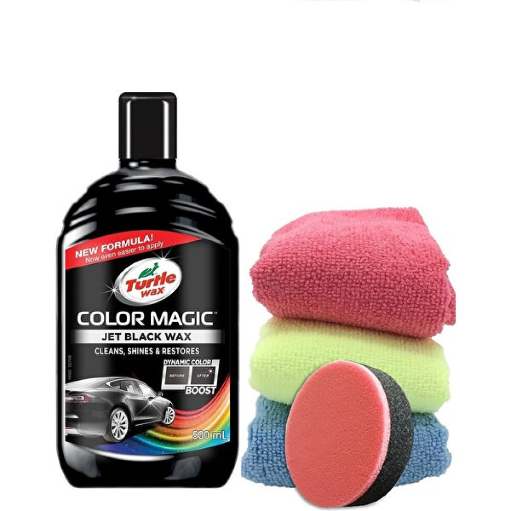 Turtle Wax Renkli Cila Siyah 500 ml + 3 Adet Mikrofiber Bez + Cila Süngeri Oto Bakım Bezleri Fiyatı
