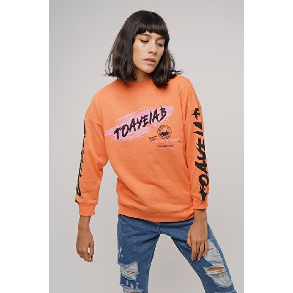 Turuncu Toayeibe Baskılı Sweat Bayan Sweatshirt Fiyatı