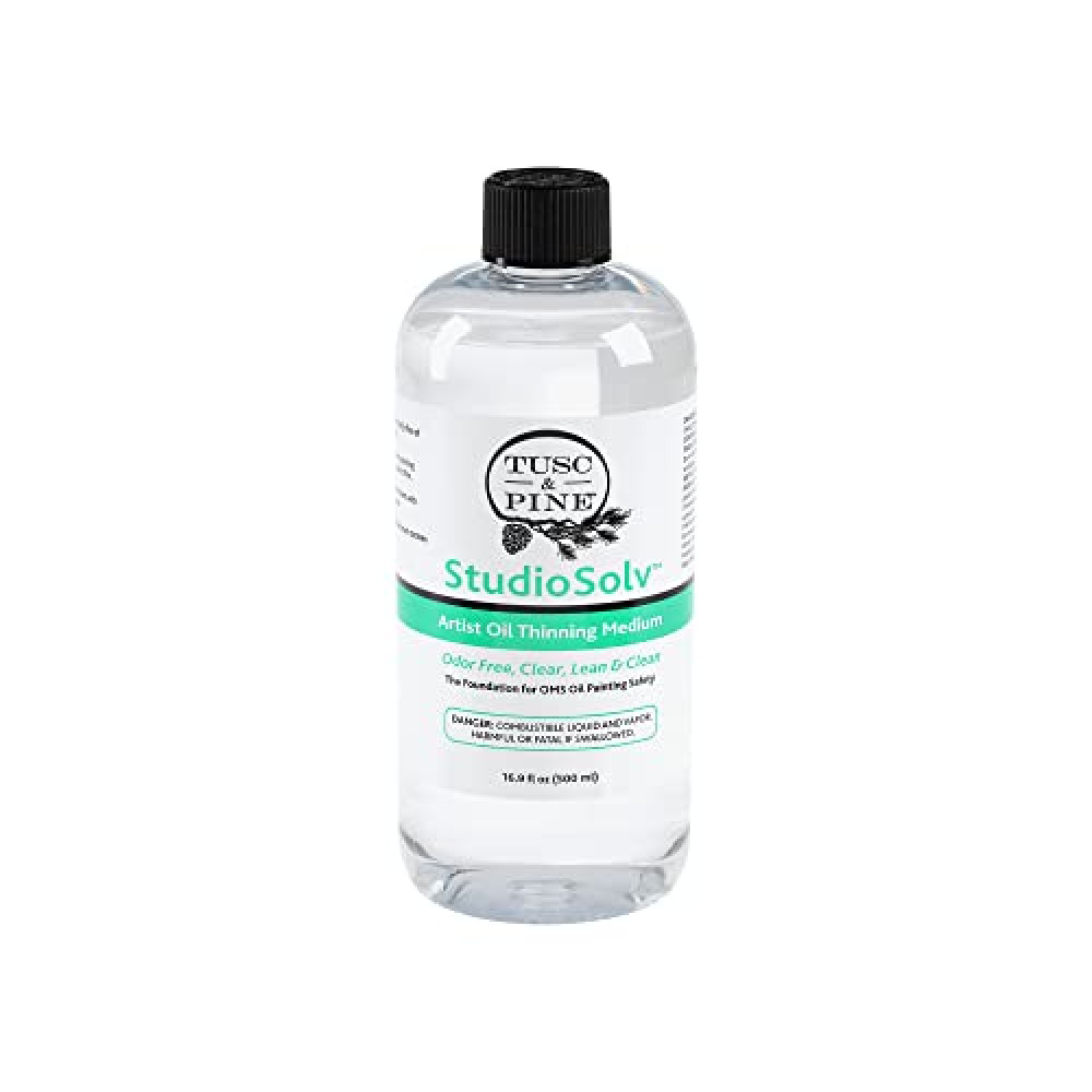 Tusc & Pine StudioSolv™ Odorless Mineral Spirits 16.9oz (500ml) - Purified Odor-Free Spirit Solvent for Thinning Oils, Artists, Painting Thinner, Professionals, & More!
