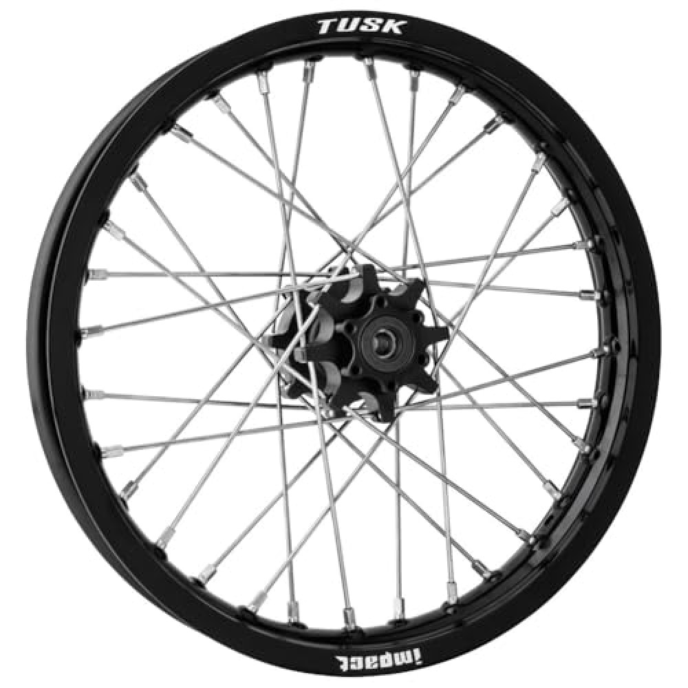 Tusk Impact Complete Wheel - Rear 16 x 1.85 Black Rim/Silver Spoke/Black Hub Compatible with SUR-RON Light Bee X 2018-2024/SEGWAY X160/X260 2020-2022