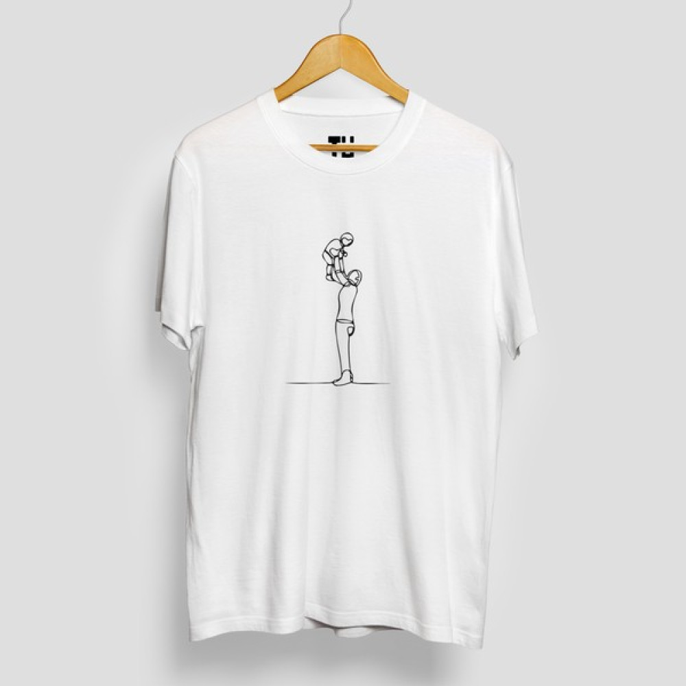 Tüşört Baba Oğul Soyut Çizgisel Tasarım Pamuklu Tişört Erkek T-shirt Fiyatı
