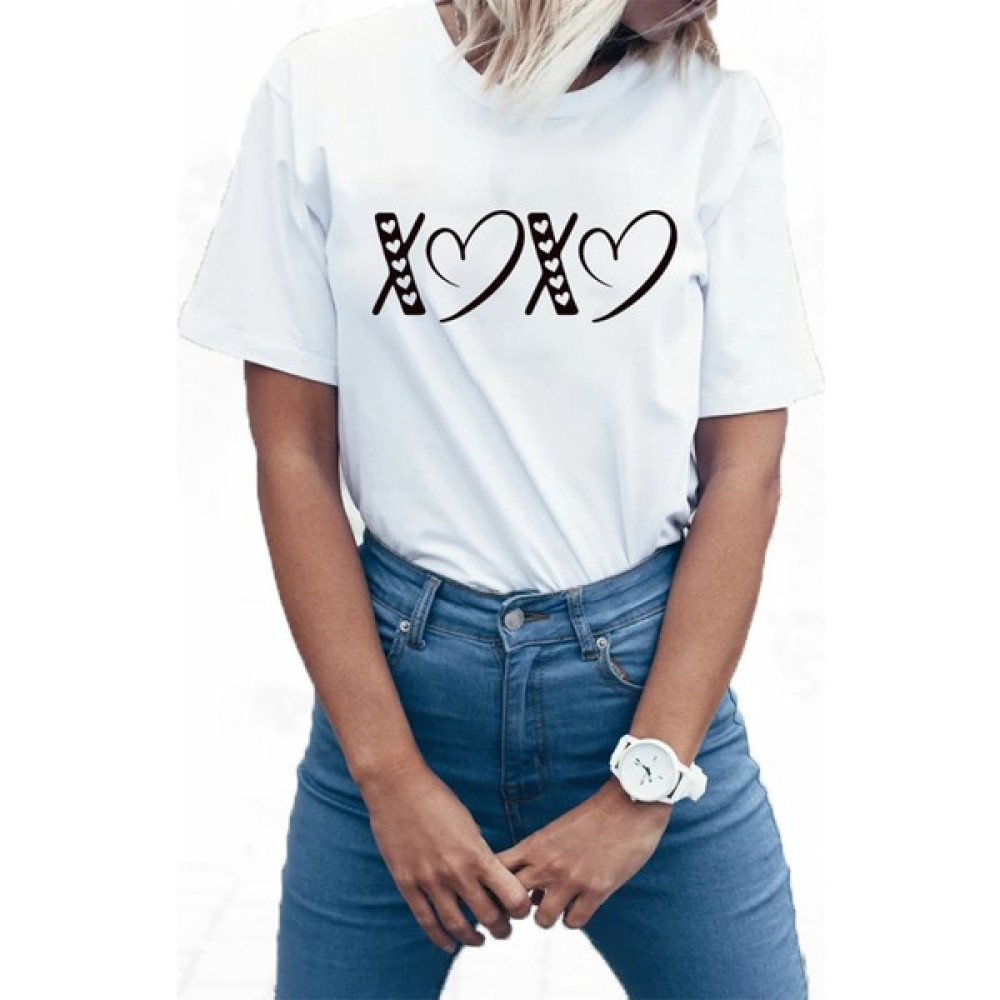Tüşört Xoxo Sevgililer Günü Kalp Tişört Bayan T-shirt Fiyatı