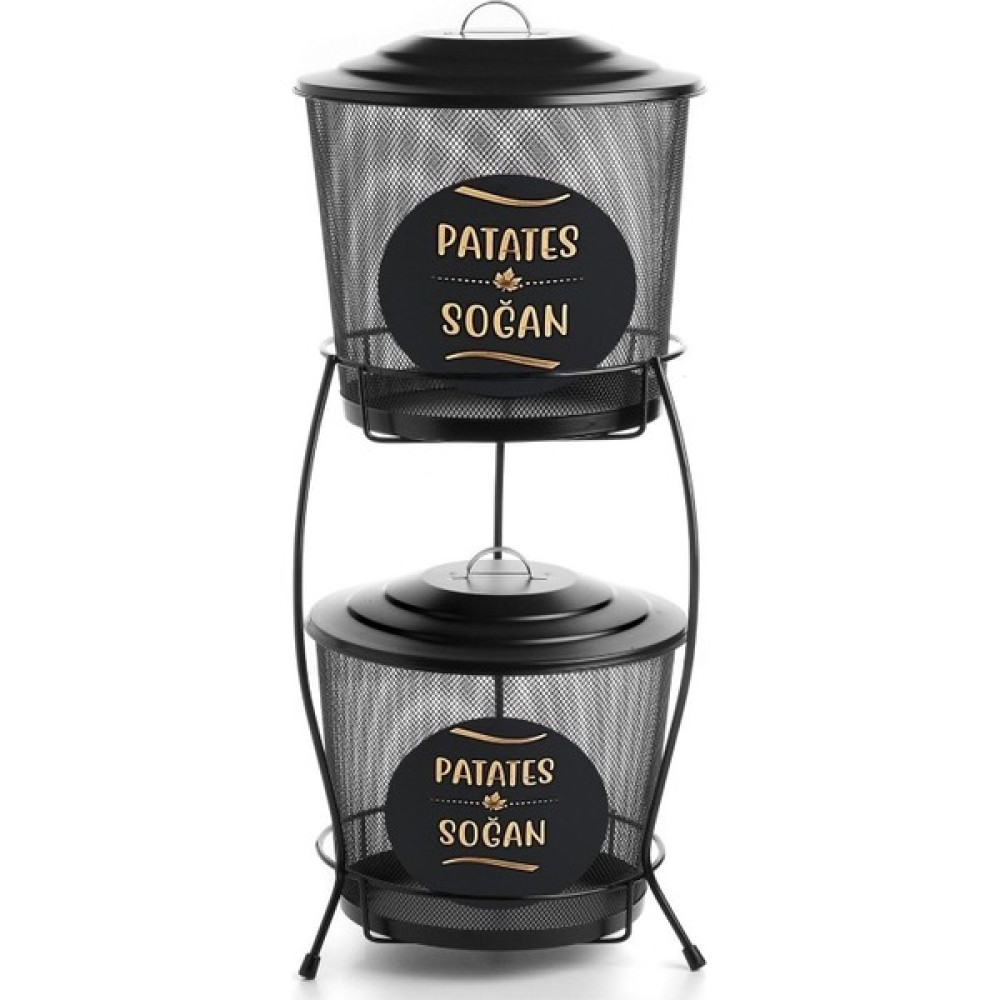 Tutal Home 2 Katlı Metal Patates Soğan Kovası - Sebzelik - Patates Soğanlık Sepeti Saklama Kapları Fiyatı