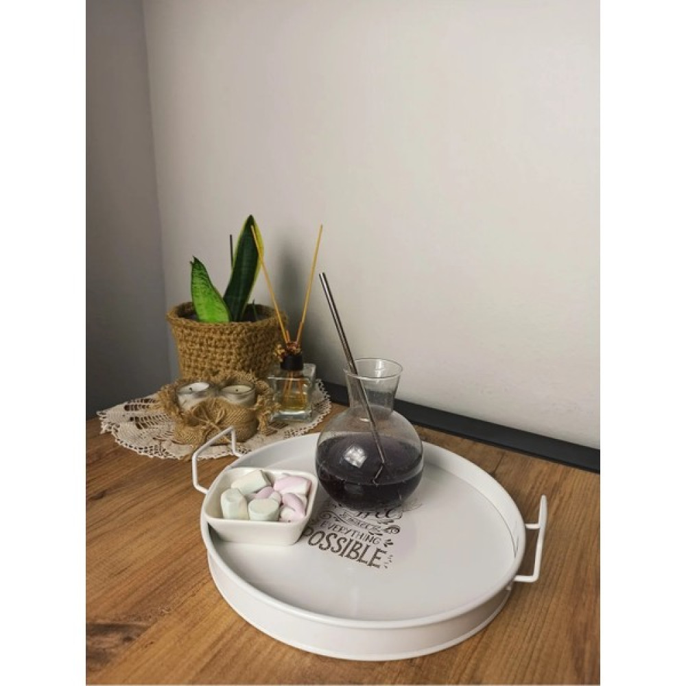 Tutal Home Metal Sunum Tepsi 27 cm - Beyaz - 1 Adet Servis Tepsisi Fiyatı