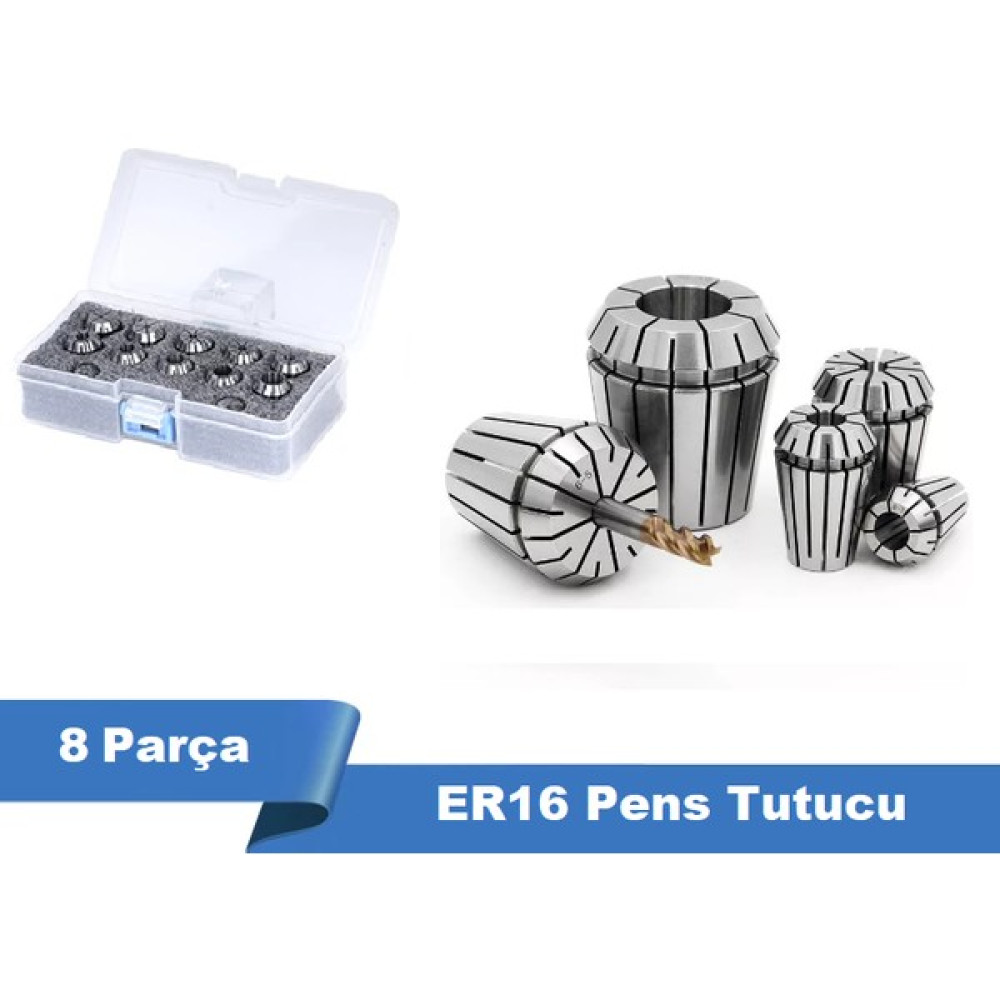Tutex ER16 Cnc Freze Torna Takım Tutucu Pens Seti 8 Parça Oto Boyaları Fiyatı