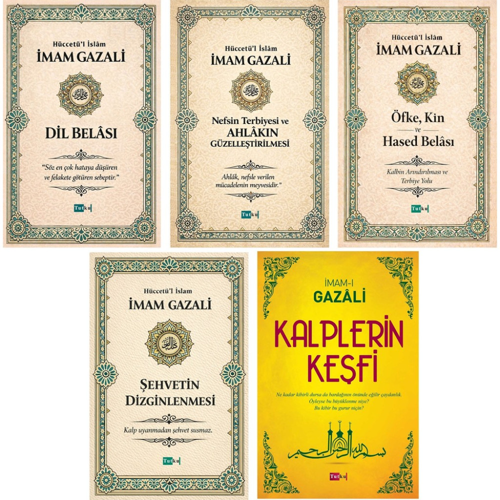 Tutku Yayınevi Imam Gazali Seti - 5 Kitap, Dil Belası Nefsin Terbiyesi Kalplerin Keşfi Islam Dilin Afetleri Din Kitapları Fiyatı