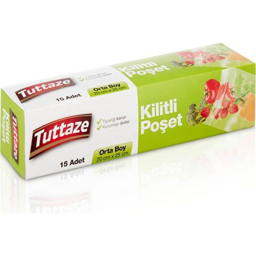 Tuttaze Kilitli Poşet Orta Boy 15 Li 2 Adet Buzdolabı Poşeti Fiyatı