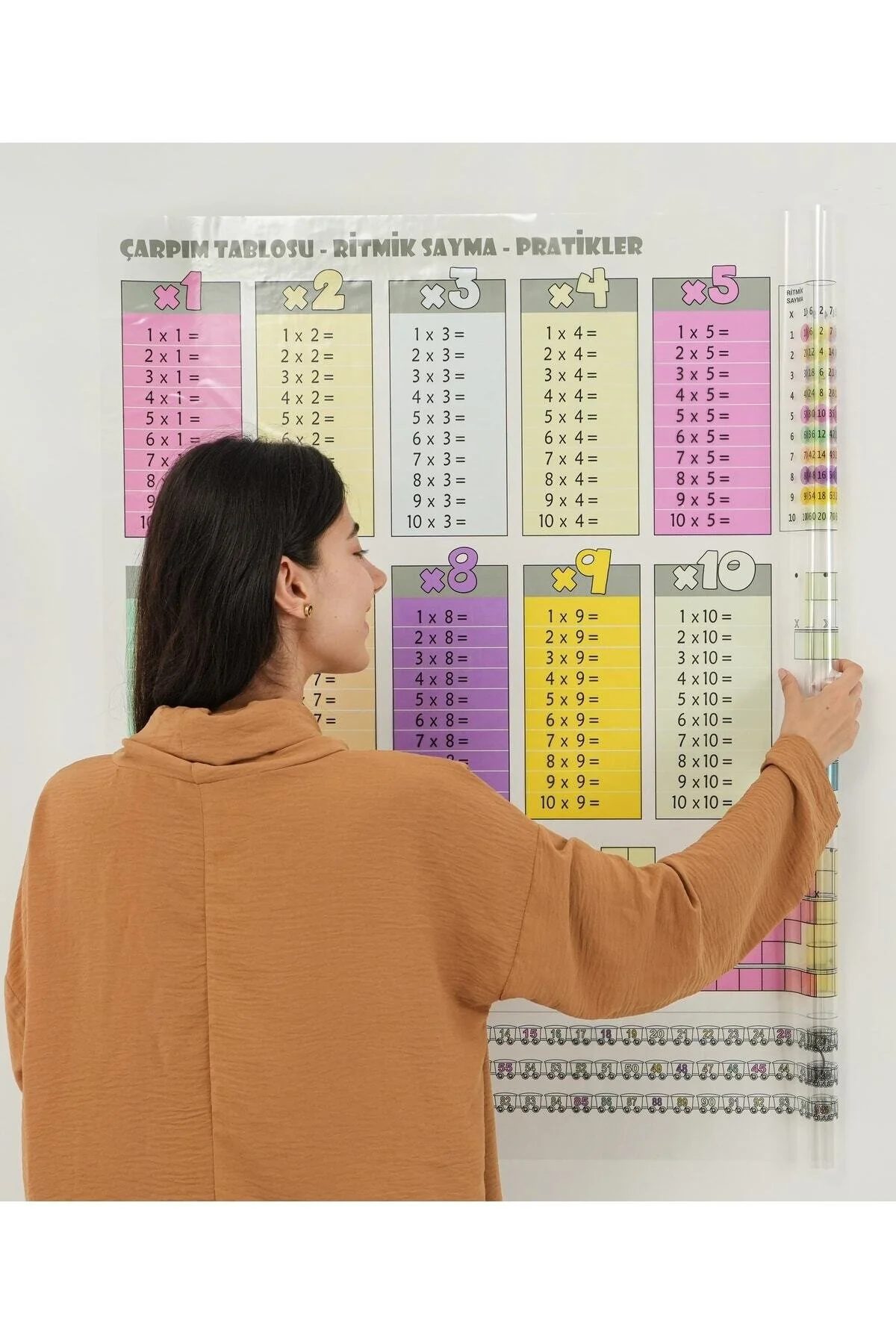 TutturX Renkli Çarpım Tablosu 70x70cm Kalem Hediyeli Statik Akıllı Kağıt Tahta" Kalem & Yazı Gereçleri Fiyatı