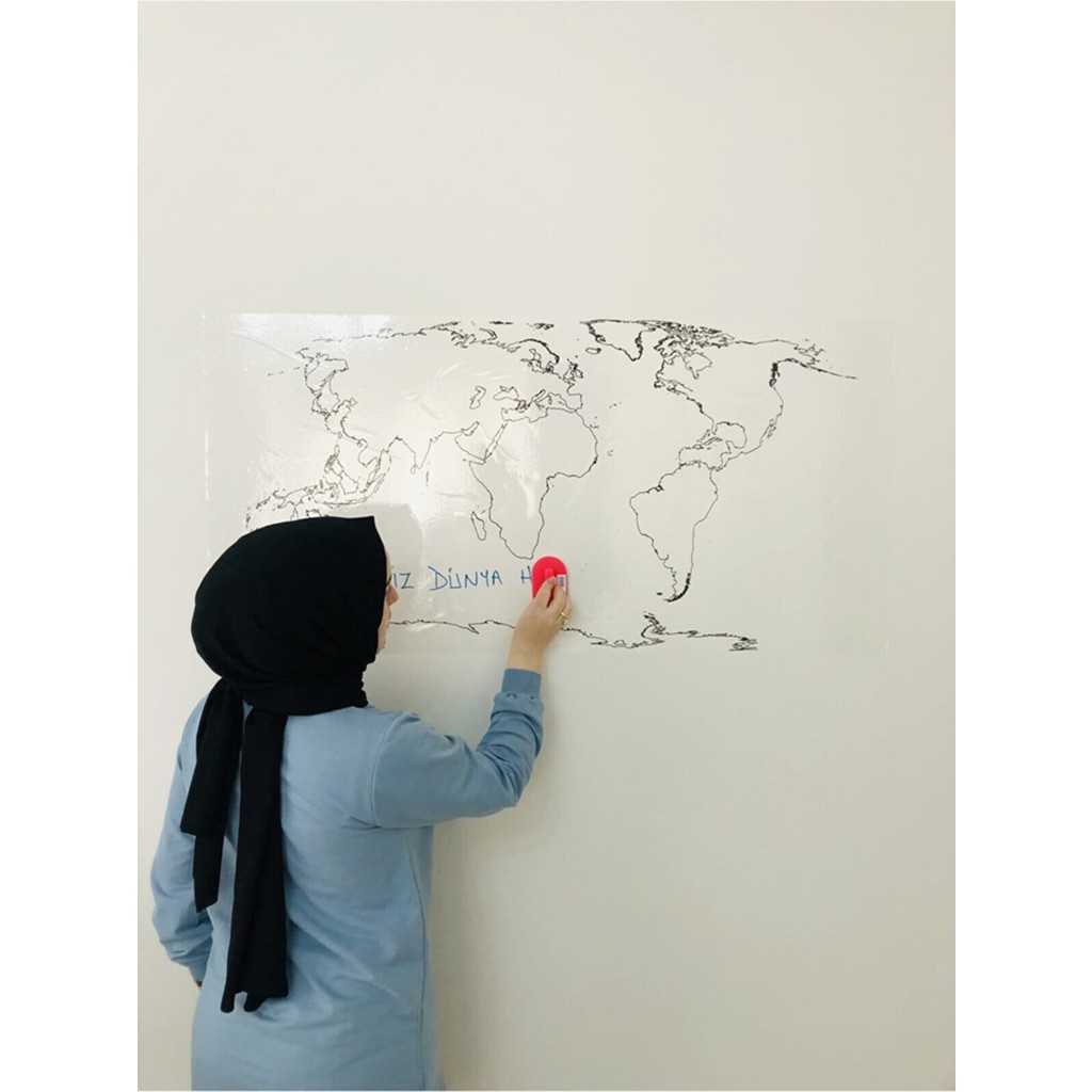 Tutunabilir Kağıt Dilsiz Dünya Haritası Yazı Tahtası 114x56 cm Akıllı Kağıt + Kalem 1 Adet Statik Tutunabilir Kalem & Yazı Gereçleri Fiyatı