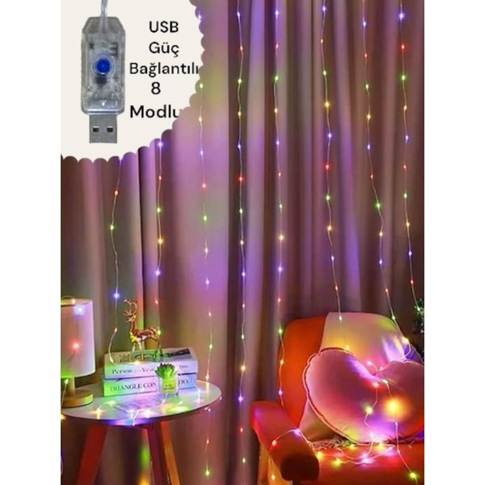 Tutyakala 8 Fonksiyonlu Multicolor Peri Perde LED 3x3 Metre Led Aydınlatmalar Fiyatı