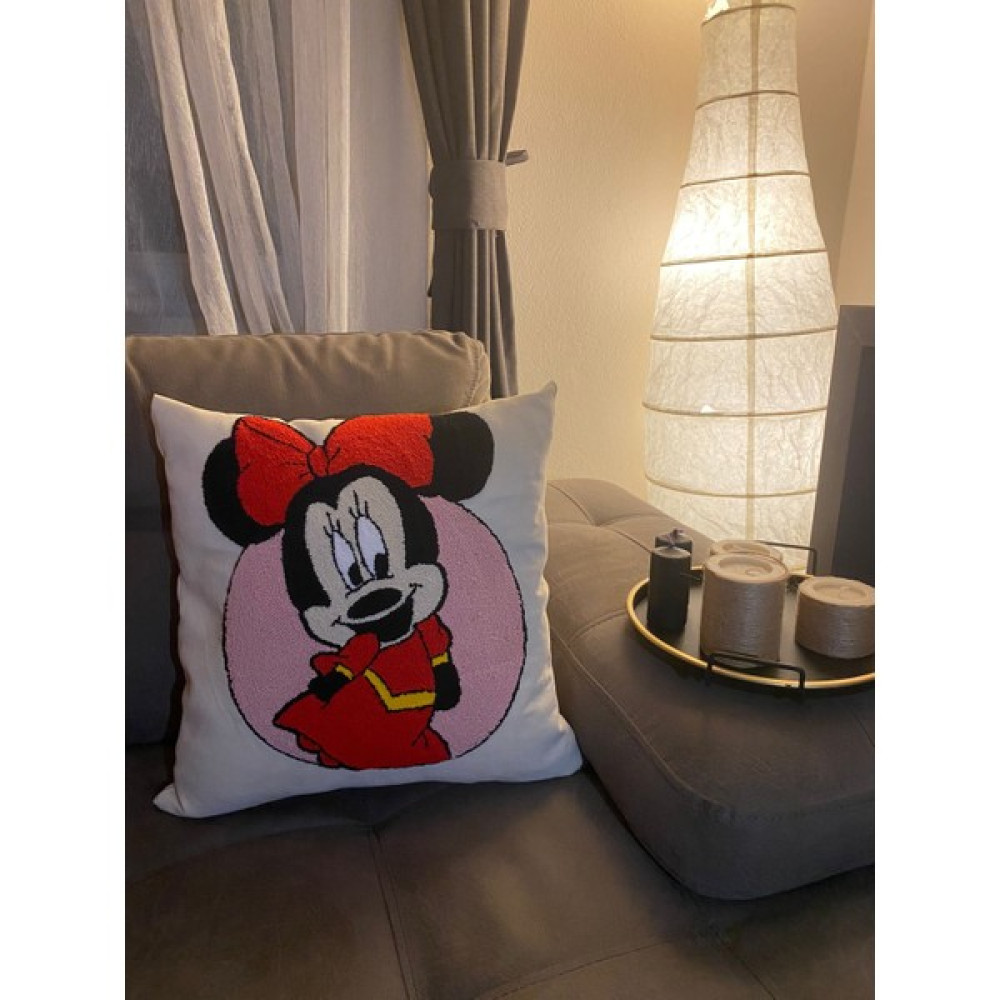Tuupunch Punch Minnie Mouse Kırlent Kılıfı - 40 x 40 cm - Kırık Beyaz Kırlent / Mobilya Yastığı Fiyatı