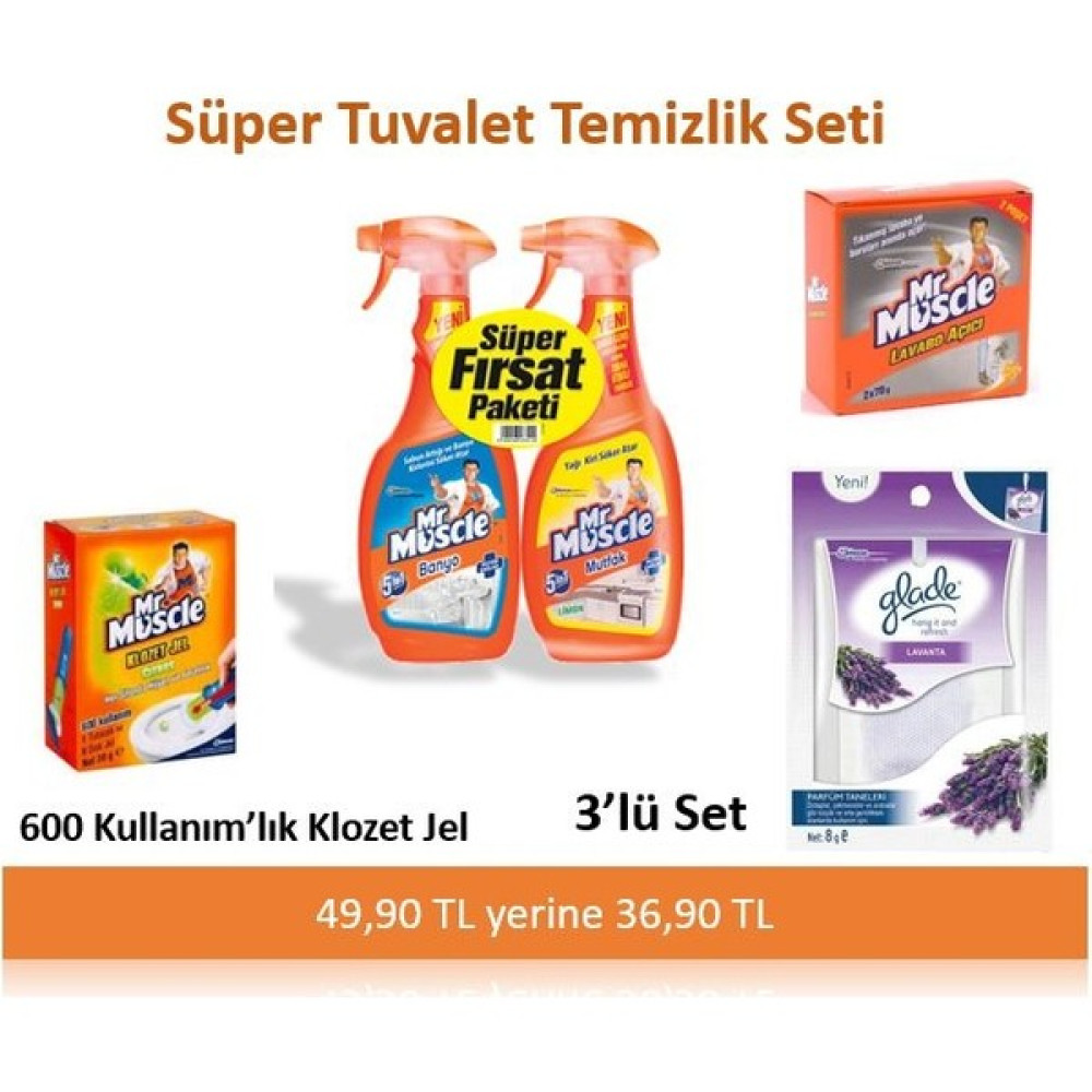 Tuvalet Temizlik Seti - Mr Muscle 2Li,Lavabo Acici, Jel Ve Glade Oto Boyaları Fiyatı