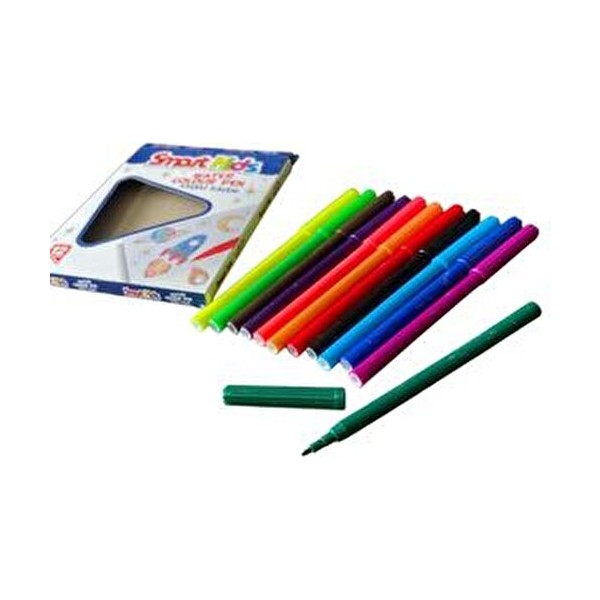Tuvval Smart Kids Keçeli Kalem 12'li Renkli Su Bazlı Kalem Seti Çocuklar İçin Eğlenceli - Çok Renkli Diğer Fiyatı