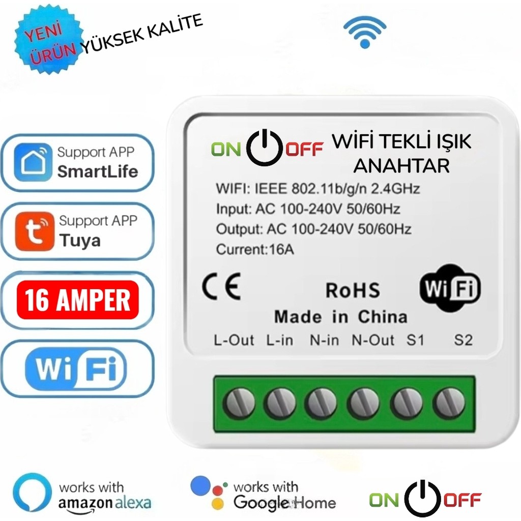 Tuya Wifi Destekli Akıllı Zamanlayıcı Işık Anahtarı Diğer Fiyatı