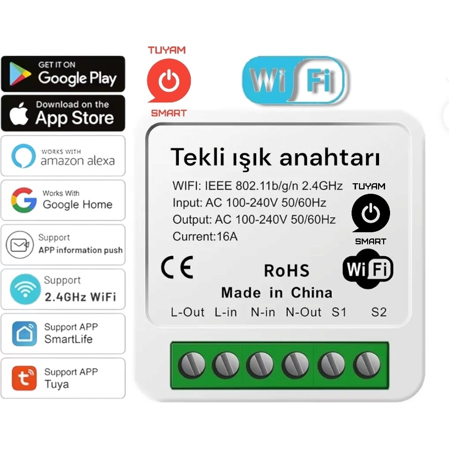Tuyam Smart Destekli Akıllı Işık Anahtarı - 1 Adet Oto, Bahçe, Yapı Market Fiyatı