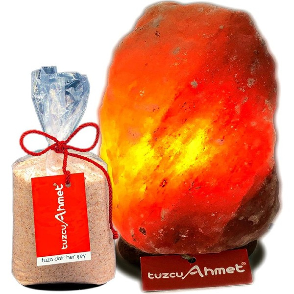Tuzcu Ahmet 3-4 kg Himalaya Tuz Lambası 1 kg Himalaya Tuzu Hediyeli - Turuncu Gece Lambası Fiyatı