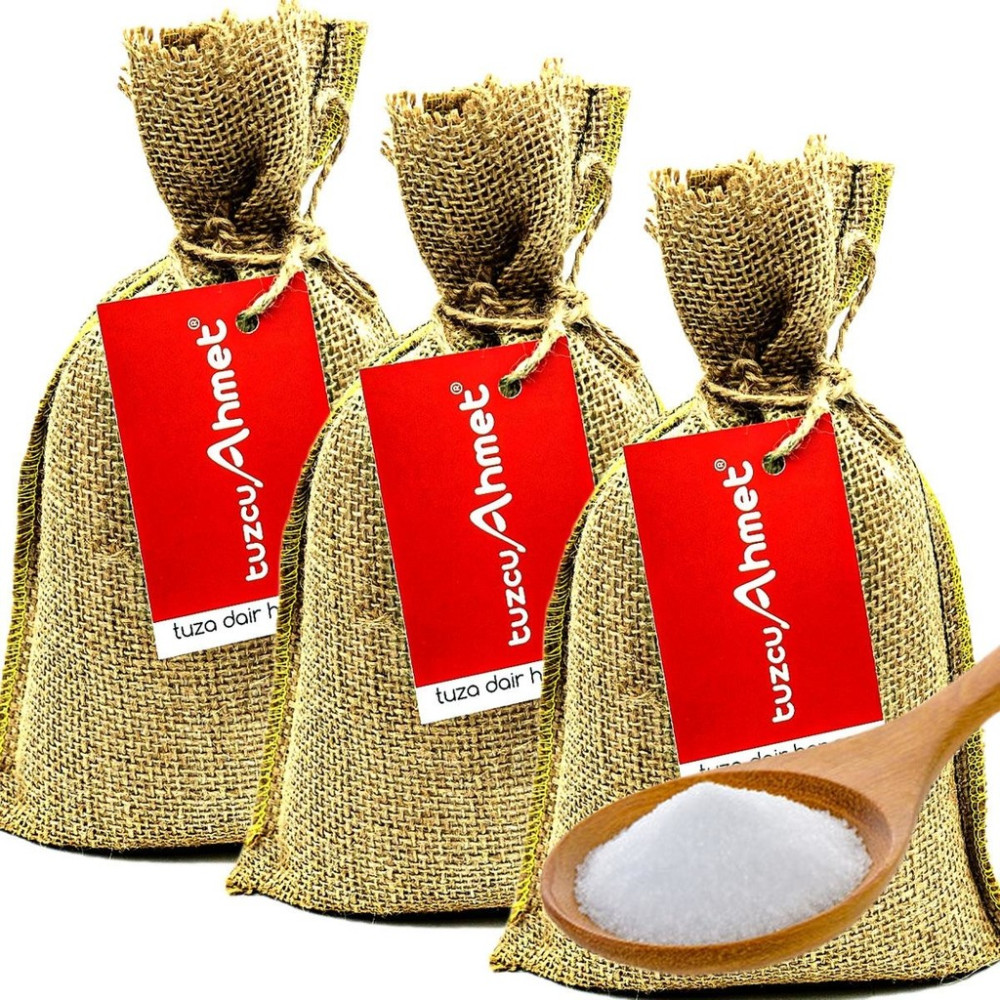 Tuzcu Ahmet 3 Adet 1 kg Jüt Torbada %100 Kristal Çankırı Kaya Tuzu - 3 kg Tuz Fiyatı