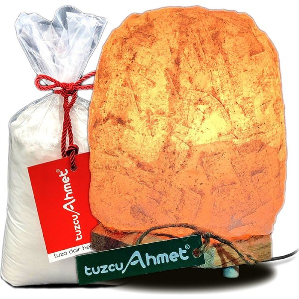 Tuzcu Ahmet Beyaz Tuzdan Yapılmış 2-3 kg Tuz Lambası 1 kg Kristal Kaya Tuzu Hediyeli - Sarı Gece Lambası Fiyatı