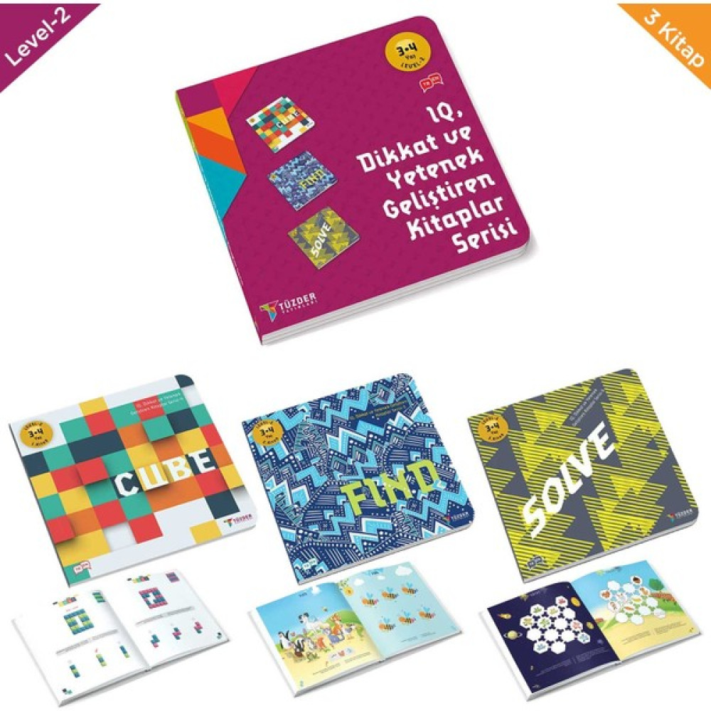 TÜZDER Yayınları Level-2 (3-4 Yaş) / Iq, Dikkati Güçlendirme Seti-Anasınıfı - Tüzder Yayınları Zihinsel Gelişim Kitapları Fiyatı