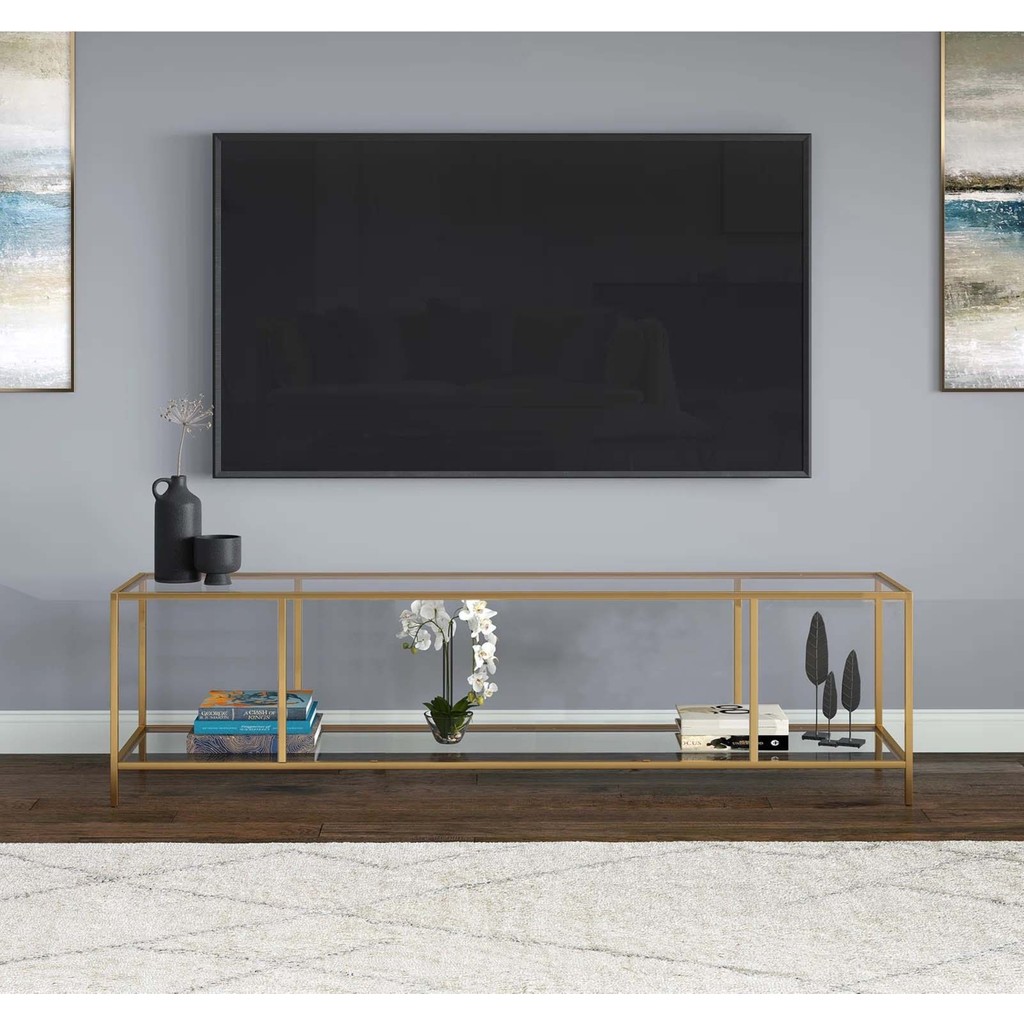 Tv Sehpası Gold Temperli Camlı 180 cm - Beyaz - Gold Diğer Fiyatı