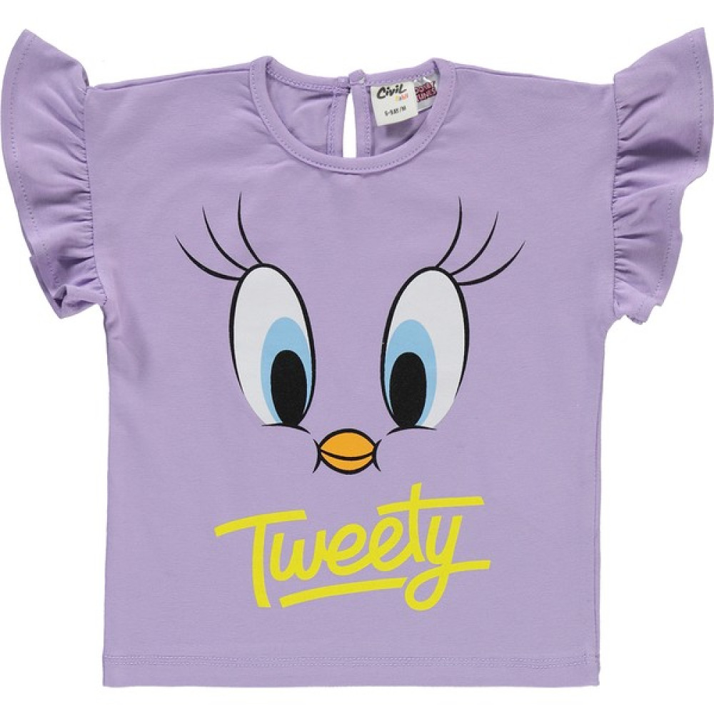Tweety Kız Bebek Tişört 6-18 Ay Lila Bebek T-shirt Fiyatı