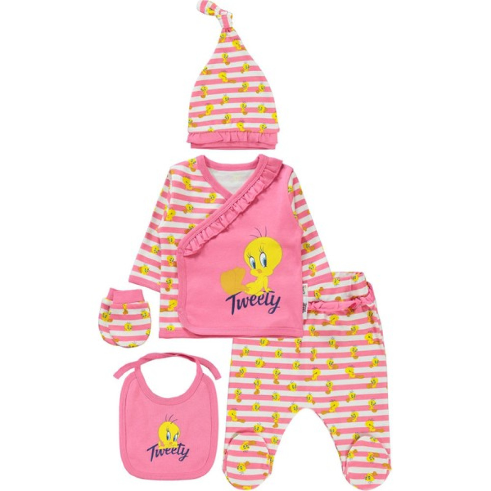 Tweety Kız Bebek Zıbın Takımları 1-3 Ay Pembe Bebek Hastane Çıkışı Fiyatı