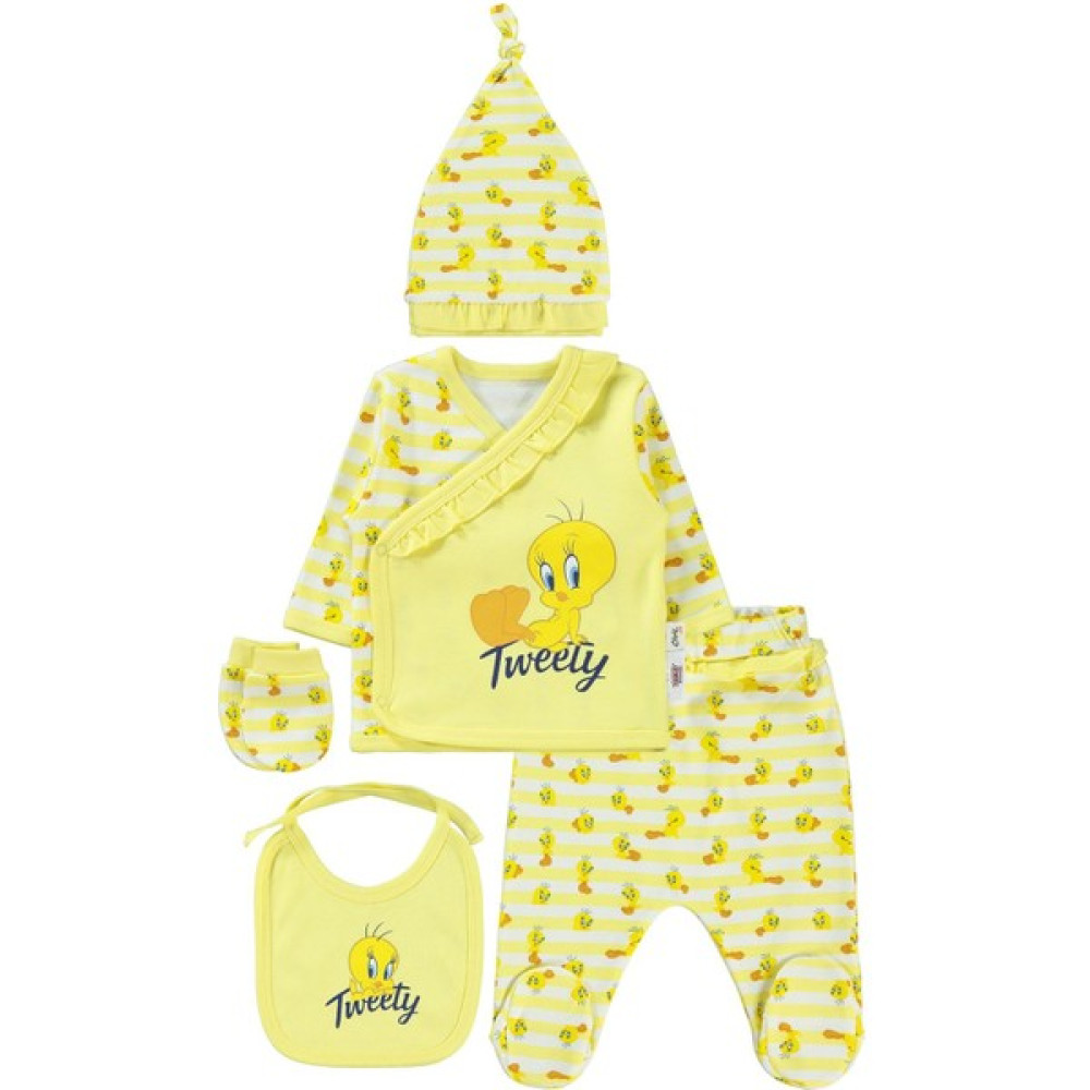 Tweety Kız Bebek Zıbın Takımları 1-3 Ay Sarı Bebek Hastane Çıkışı Fiyatı