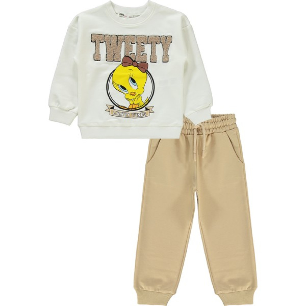 Tweety Kız Çocuk Eşofman Takımı 2-5 Yaş Ekru Kız Çocuk Eşofman Fiyatı