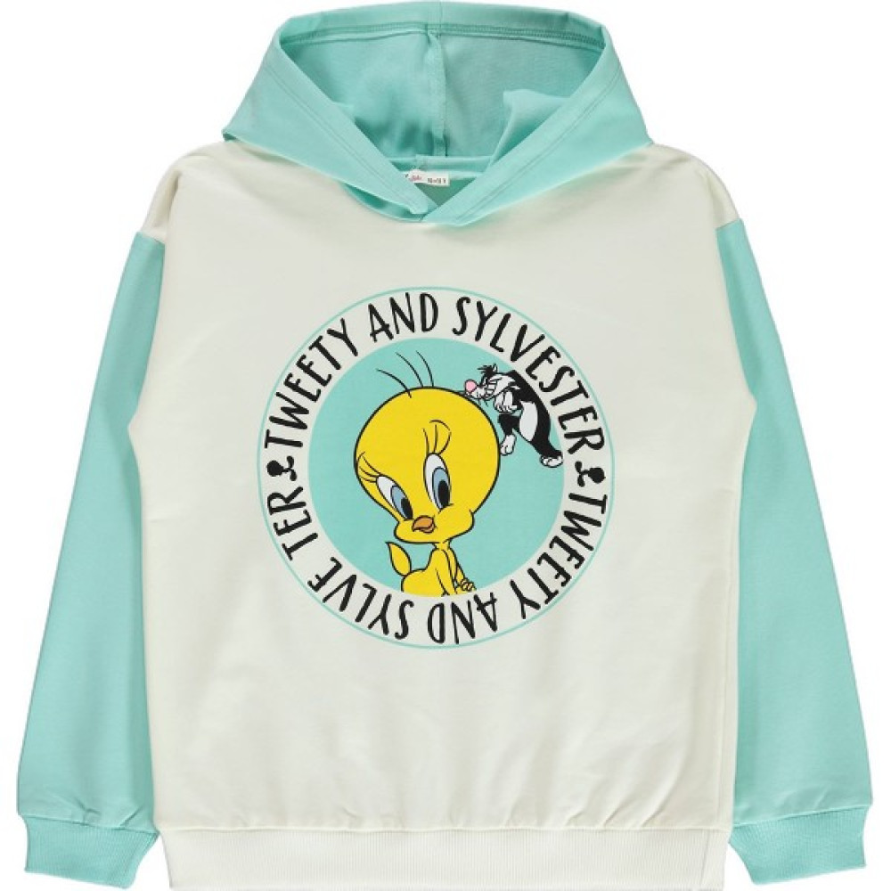 Tweety Kız Çocuk Kapüşonlu Sweatshirt 10-13 Yaş Deniz Köpüğü Kız Çocuk Sweatshirt Fiyatı