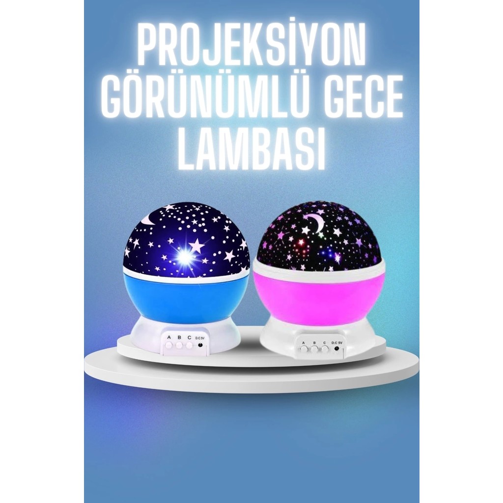 Twin Store Renkli Yıldızlı Gökyüzü Projeksiyon Gece Lambası Pilli USB Kablolu - Seçenek Gece Lambası Fiyatı